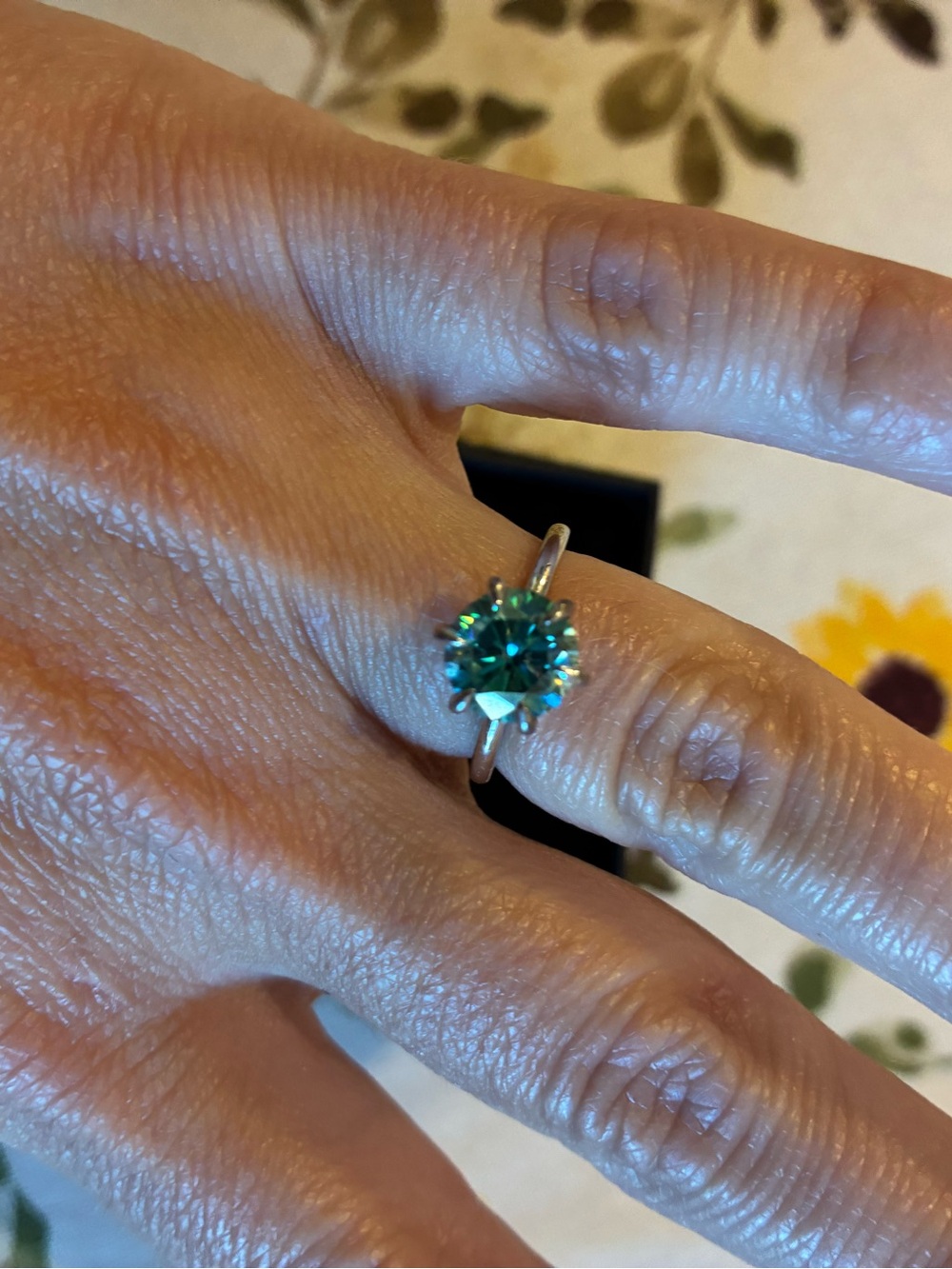 Elegant Teal Solitaire Ring - Women Jewelry